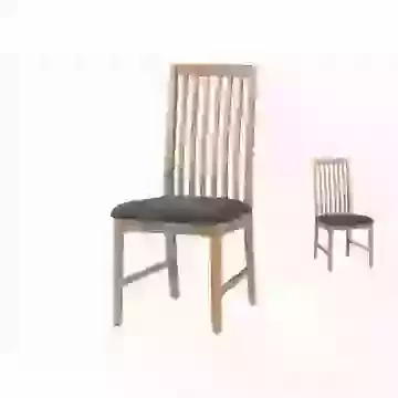 Oak Slat Back Dining Chair With Charcoal Fabric Seatpads (Sold in Pairs Only)